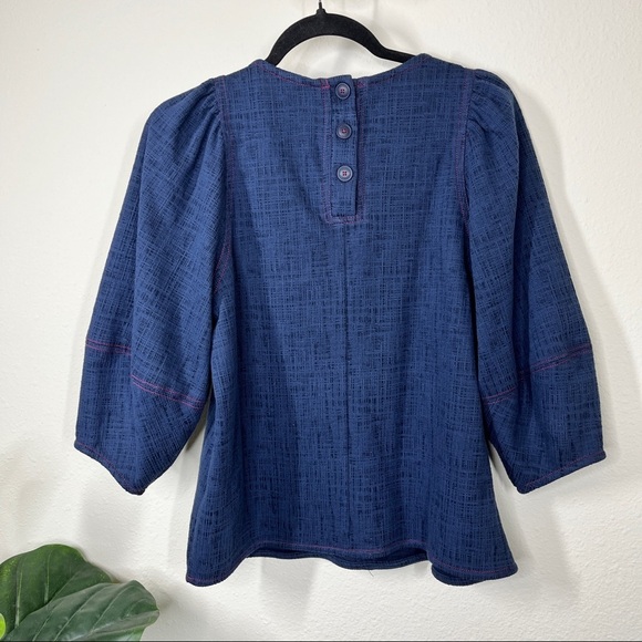 Anthropologie Current Air blue textured blouse - Picture 3 of 9